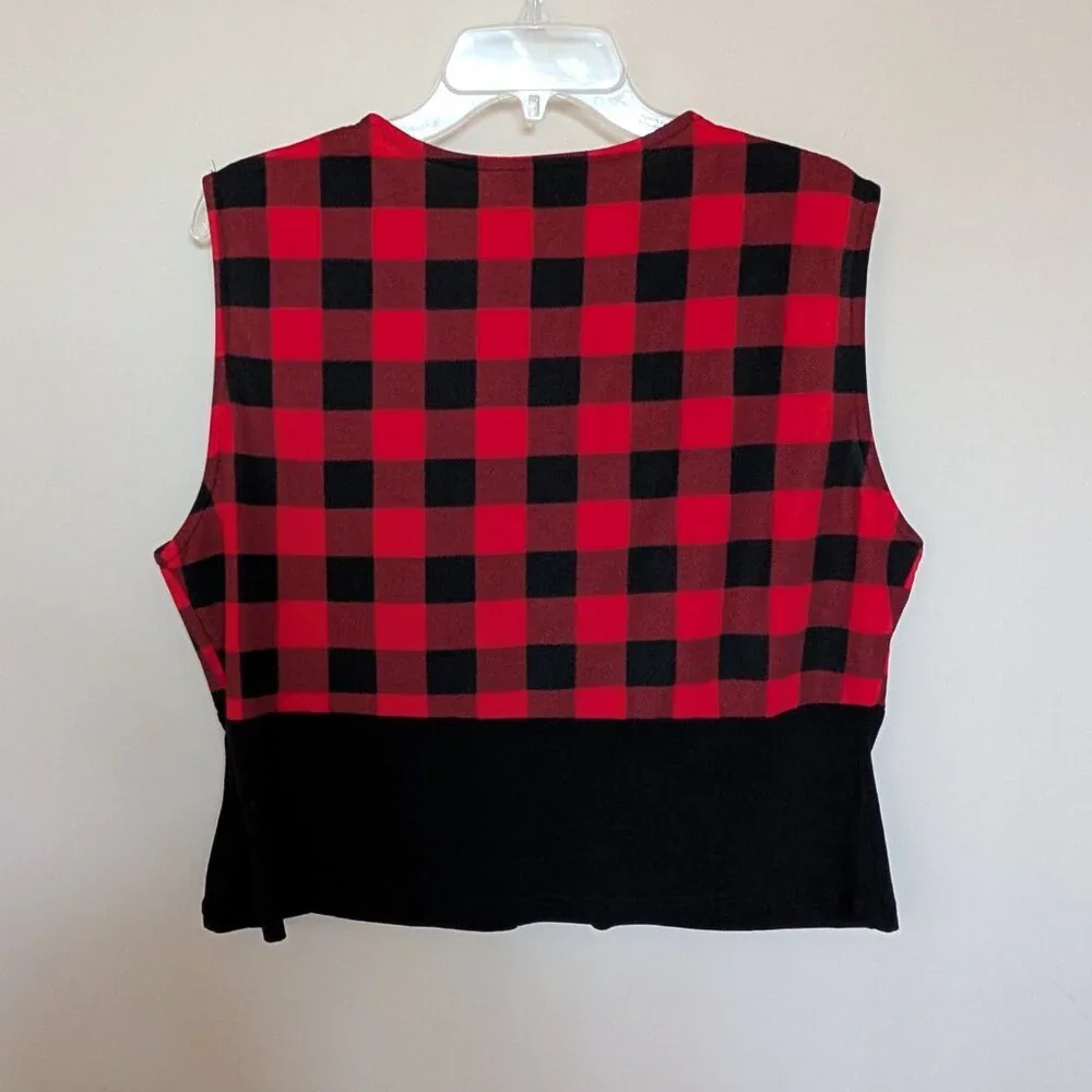 Royal Monk 3X buffalo plaid v-neck crop top skull cherry spiderweb EUC - Picture 4 of 10